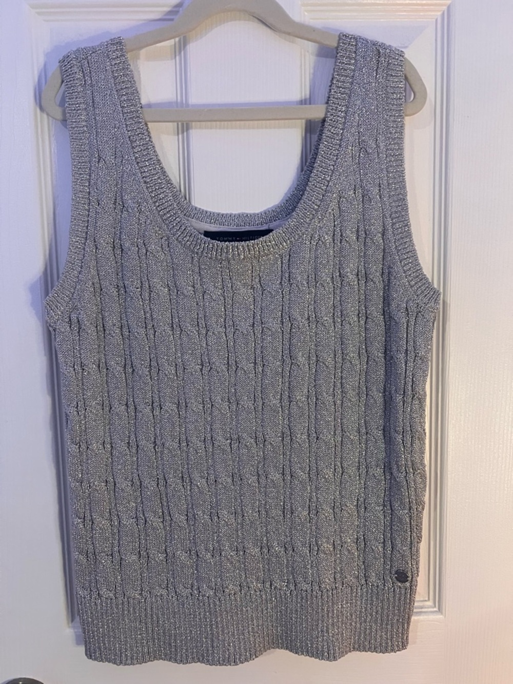 Tommy Hilfiger Metallic Gray Cable Knit Tank